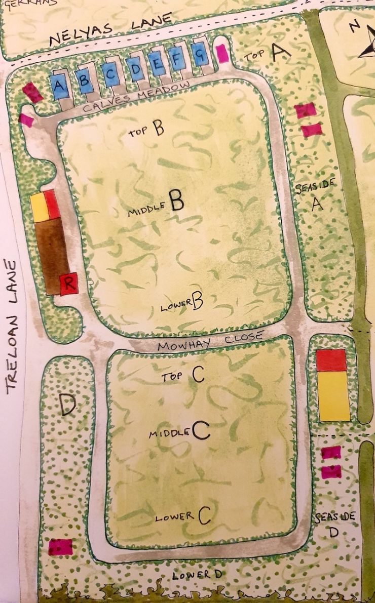Site map of Treloan Campsite